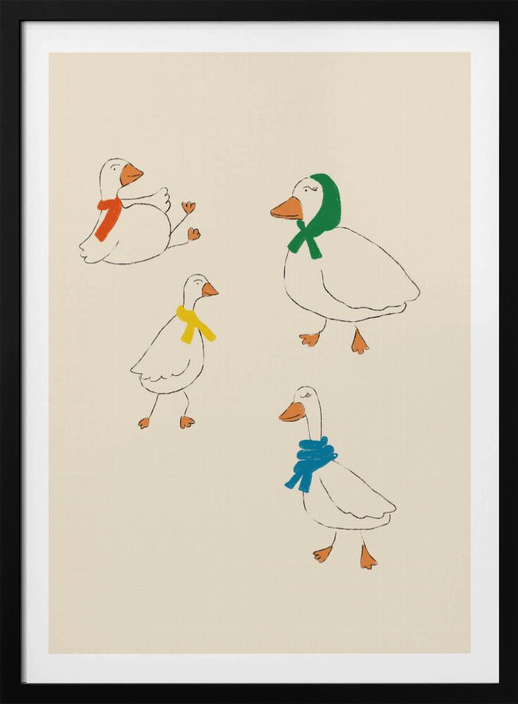 Enten mit bunten Schals | Poster