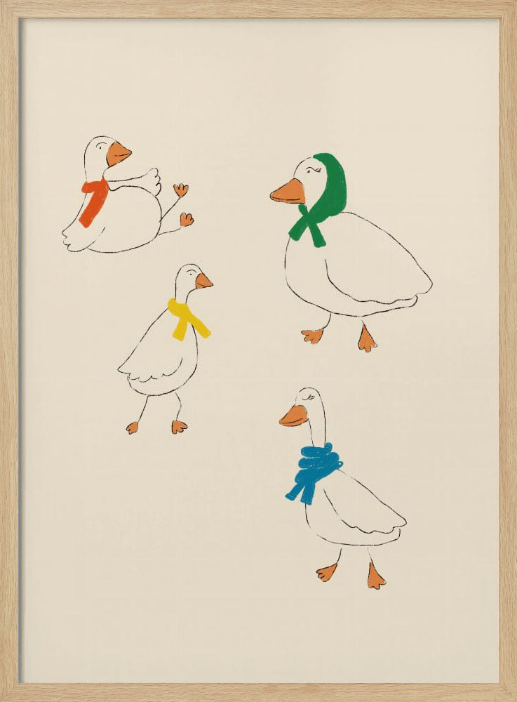 Enten mit bunten Schals | Poster