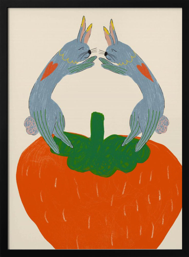 Kaninchen auf Erdbeere | Poster