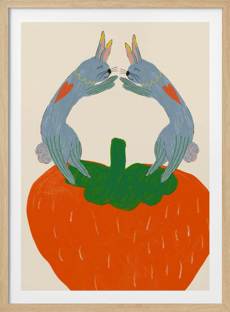Kaninchen auf Erdbeere | Poster