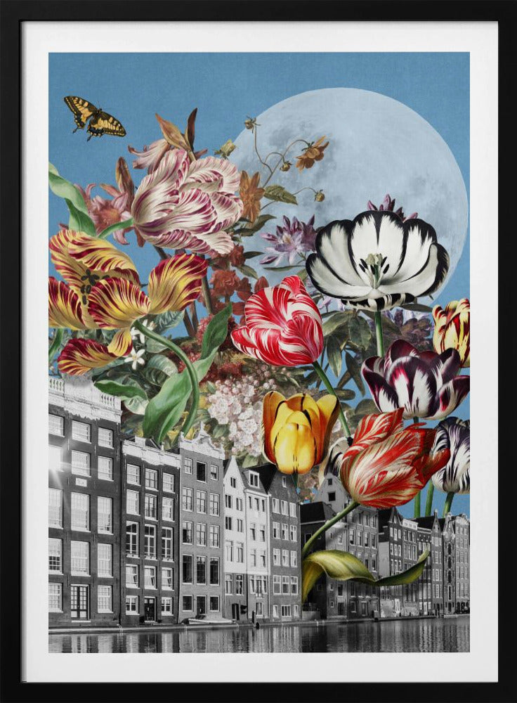 Lebendige Tulpen und komplizierte Schmetterlinge | Poster