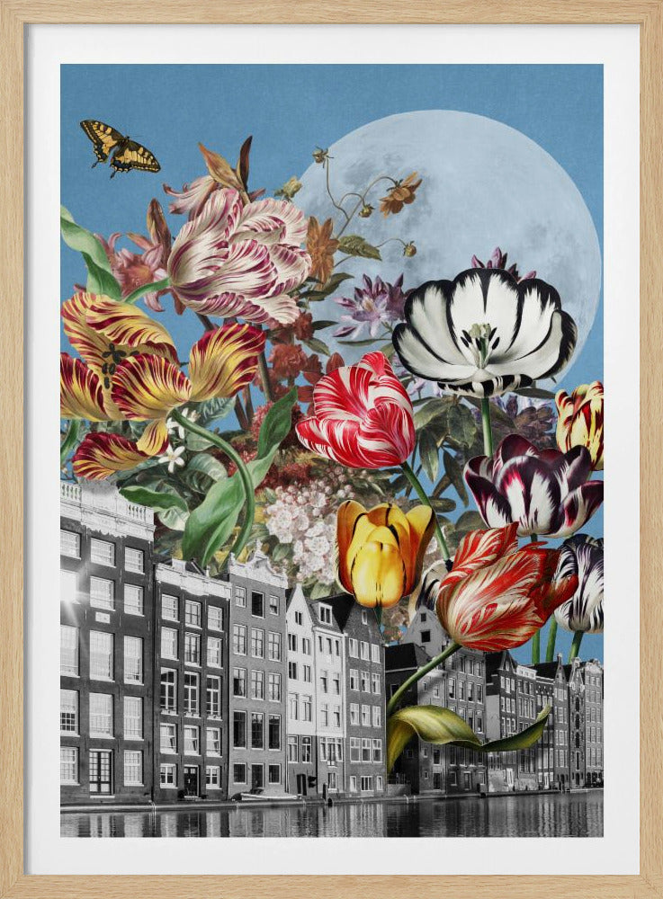 Lebendige Tulpen und komplizierte Schmetterlinge | Poster