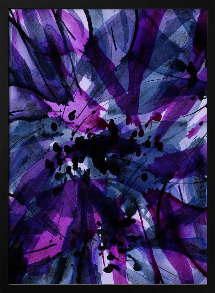 Dynamische lila und schwarze Pinselstriche | Poster