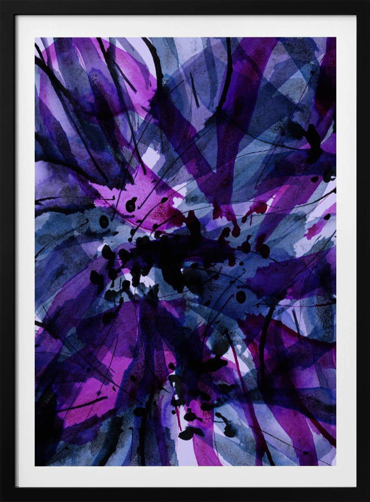 Dynamische lila und schwarze Pinselstriche | Poster