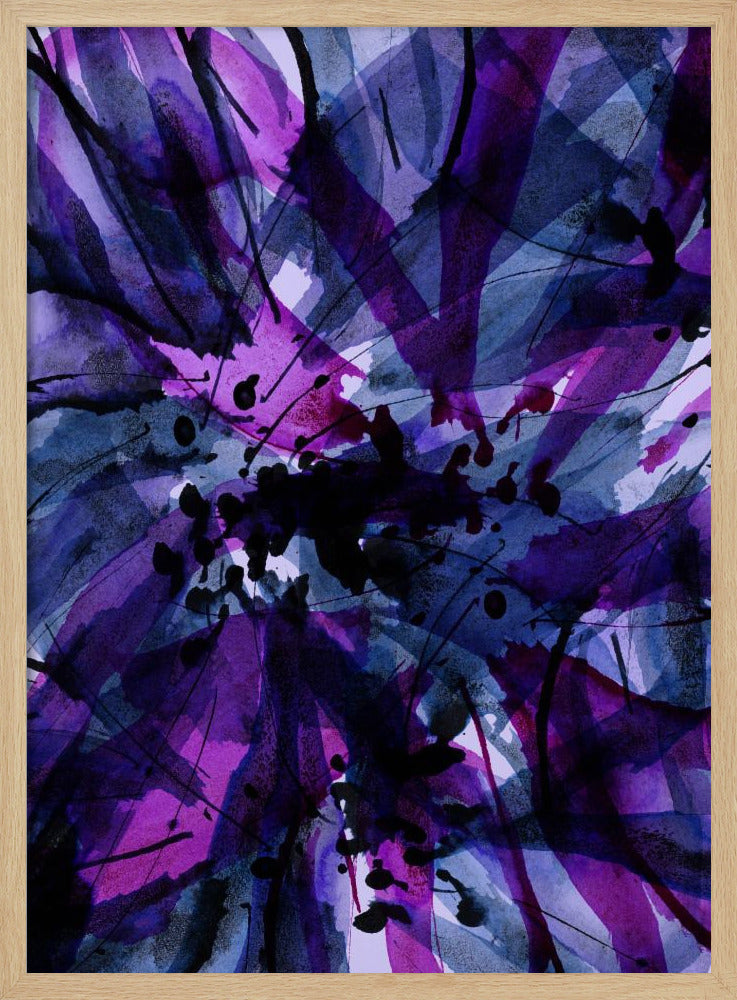 Dynamische lila und schwarze Pinselstriche | Poster