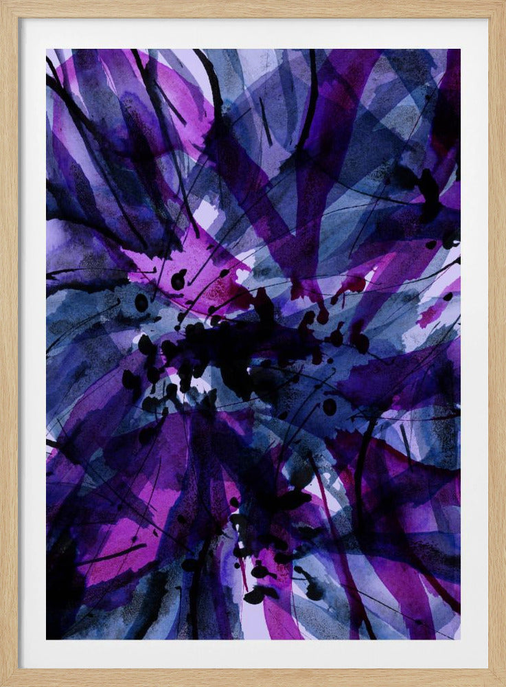 Dynamische lila und schwarze Pinselstriche | Poster