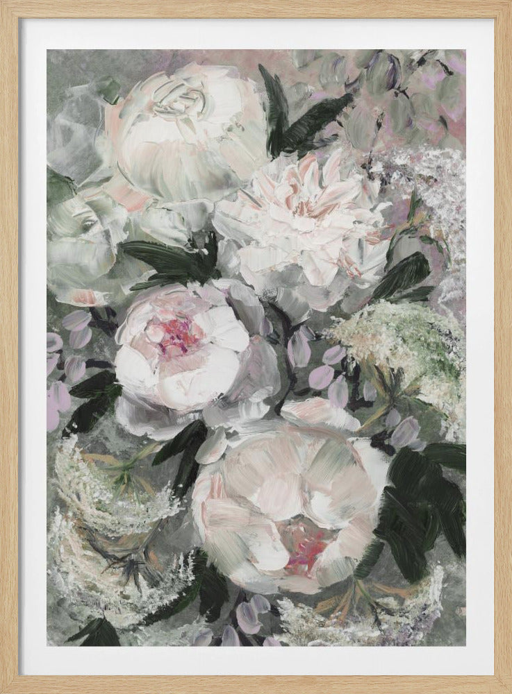 Blumenkomposition mit weißen und rosa Blumen | Poster