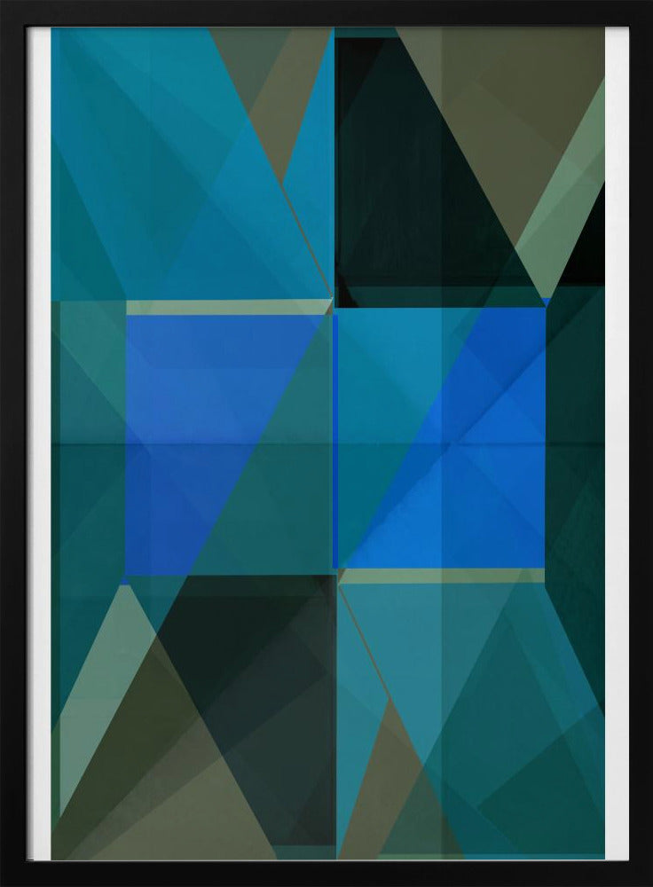 Überlappende blaue und grüne durchscheinende Formen | Poster