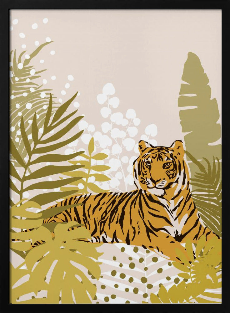 Tiger Laying Down von Cats and Dotz, 76,2 x 106,7 cm, Poster