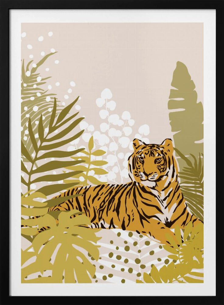 Tiger Laying Down von Cats and Dotz, 76,2 x 106,7 cm, Poster