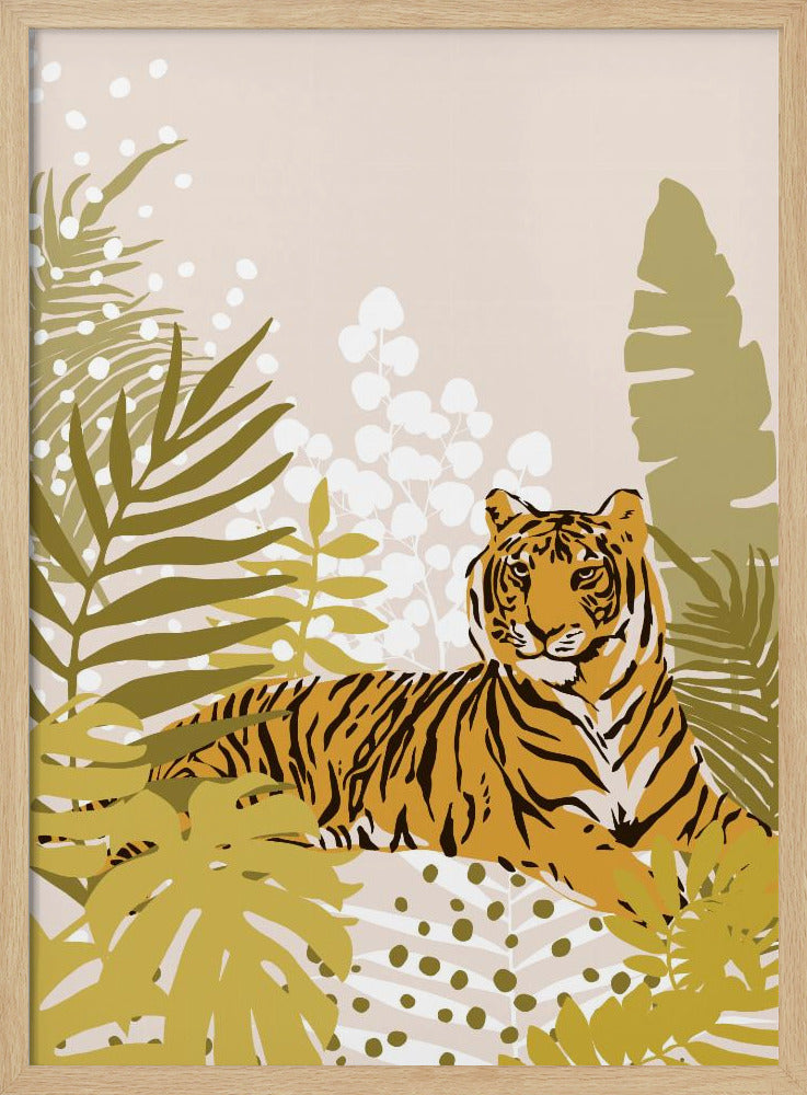 Tiger Laying Down von Cats and Dotz, 76,2 x 106,7 cm, Poster