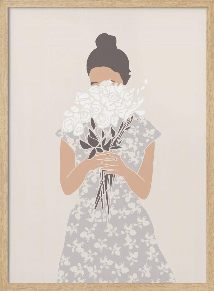 Mädchen mit Blumenstrauß | Poster