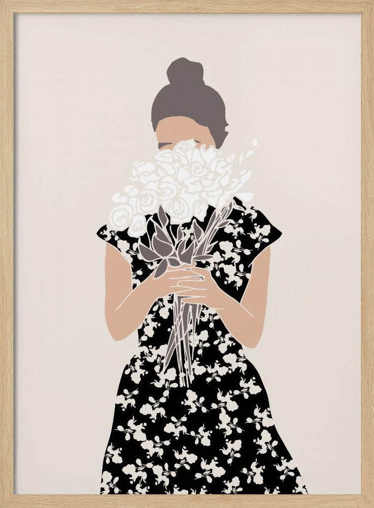 Mädchen mit Blumenstrauß | Poster