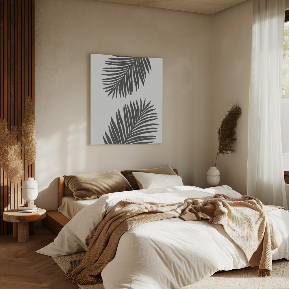 PALM LEAF 12 GRAPHITGRAU | Leinwand