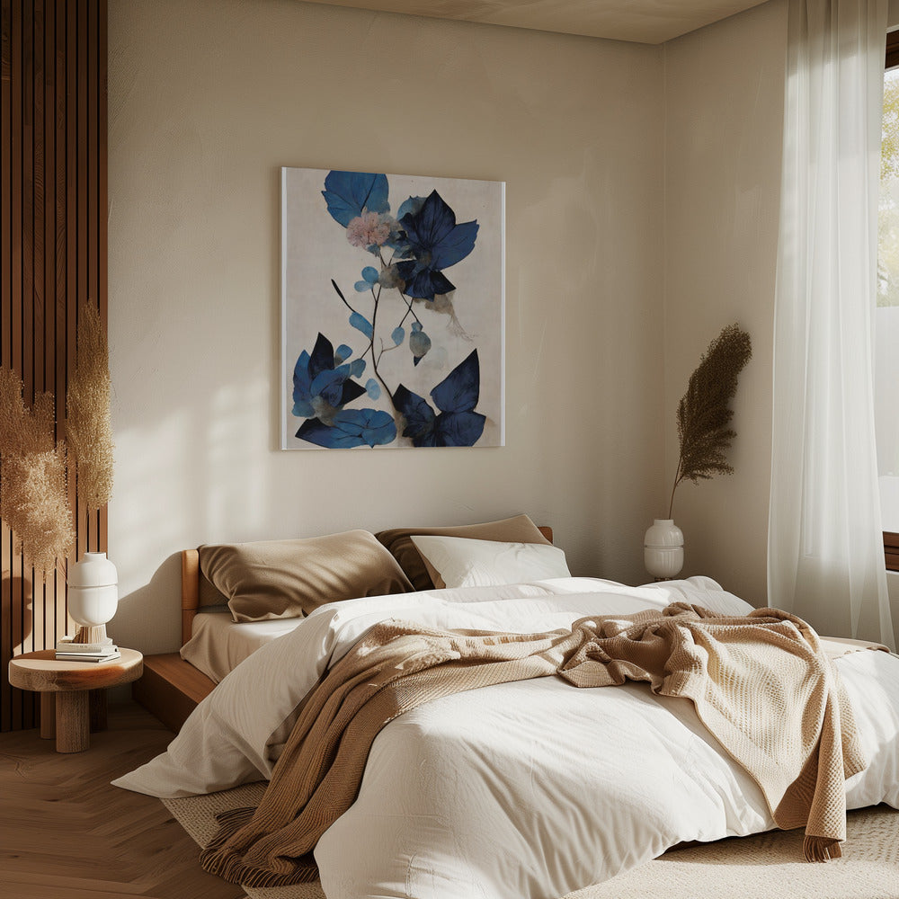 Blaue Trockenblumen | Leinwand