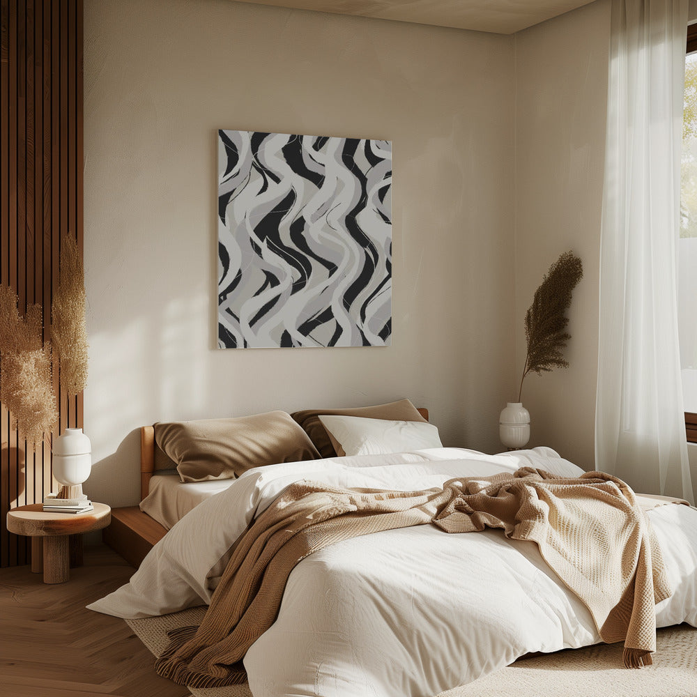 Geschwungene monochrome Wellen | Leinwand