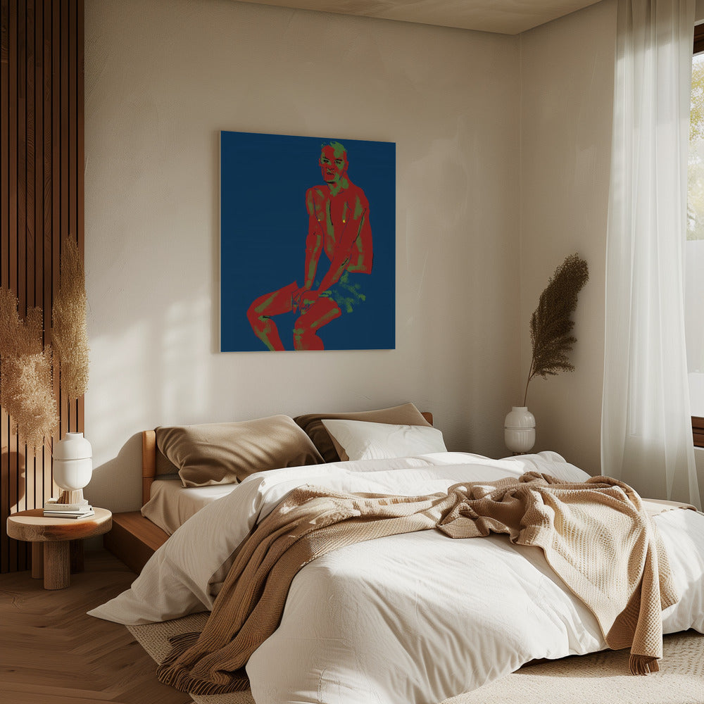 Ein Mann posiert blau | Leinwand