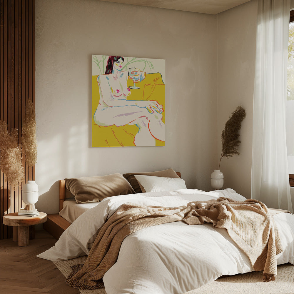 Mädchen mit einem Weinglas | Leinwand
