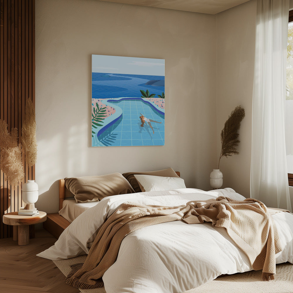 Mädchen im Pool | Leinwand