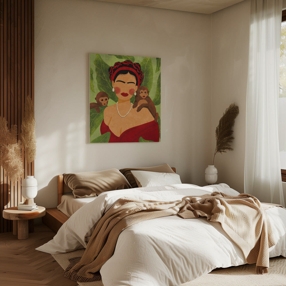 Frida und Affen | Leinwand