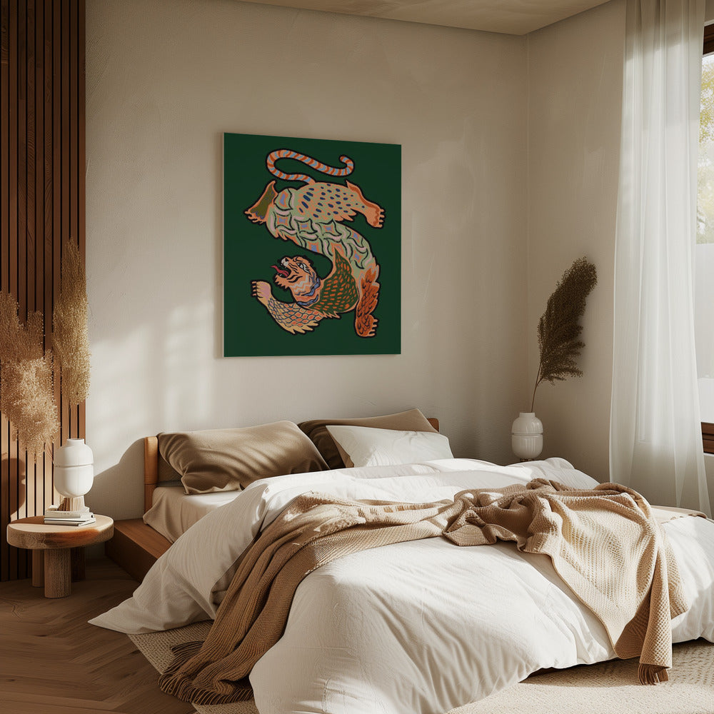 Asiatischer Tiger Grün | Leinwand