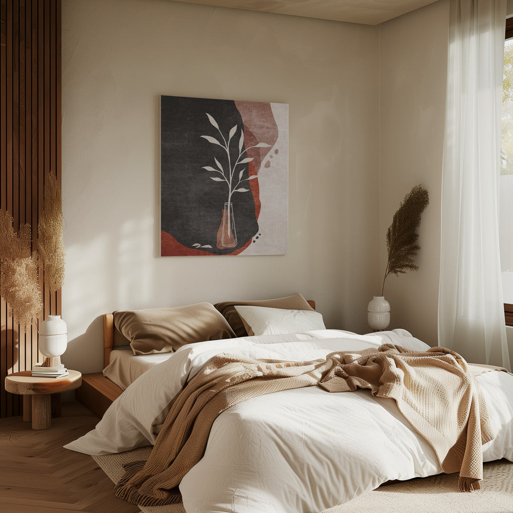 Vase und Blätter | Leinwand
