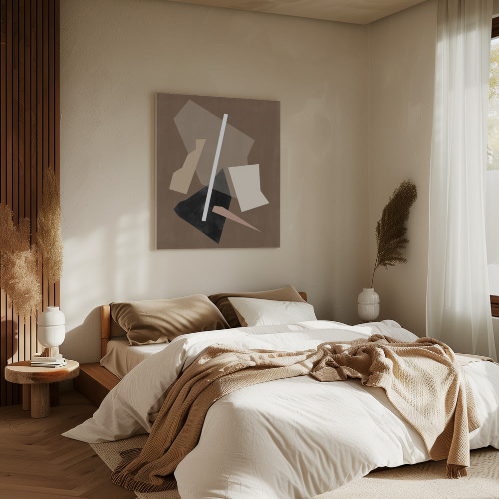 Gemälde mit braunen Papierschnitten | Leinwand