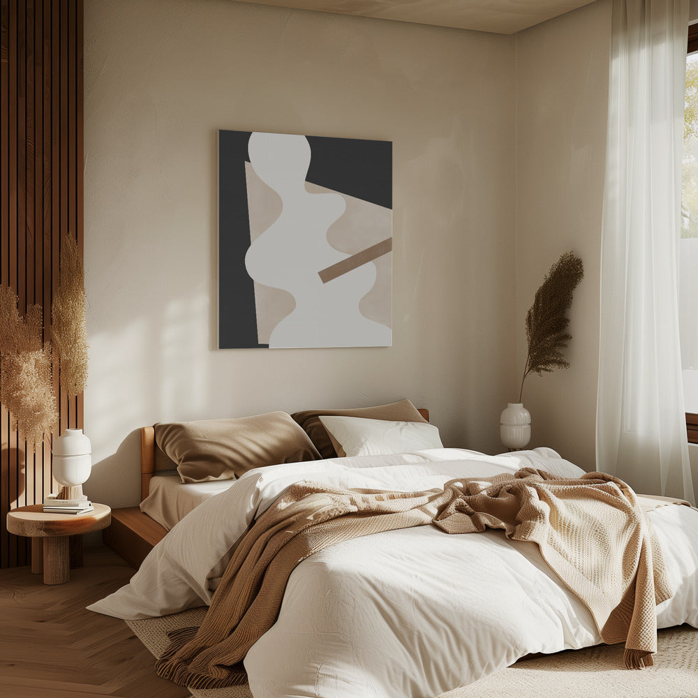Beige Grafikkurven Kunst | Leinwand