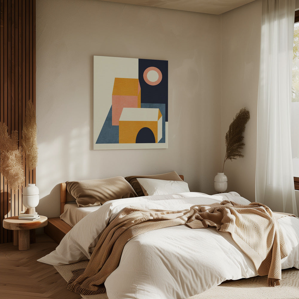 Regenbogen Plus Formen Blau Senf11 | Leinwand