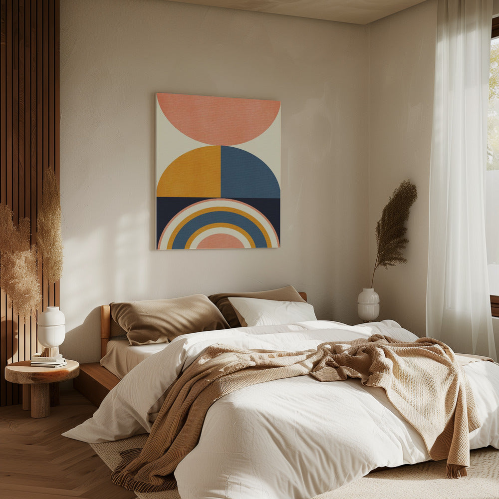 Regenbogen Plus Formen Blau Senf10 | Leinwand