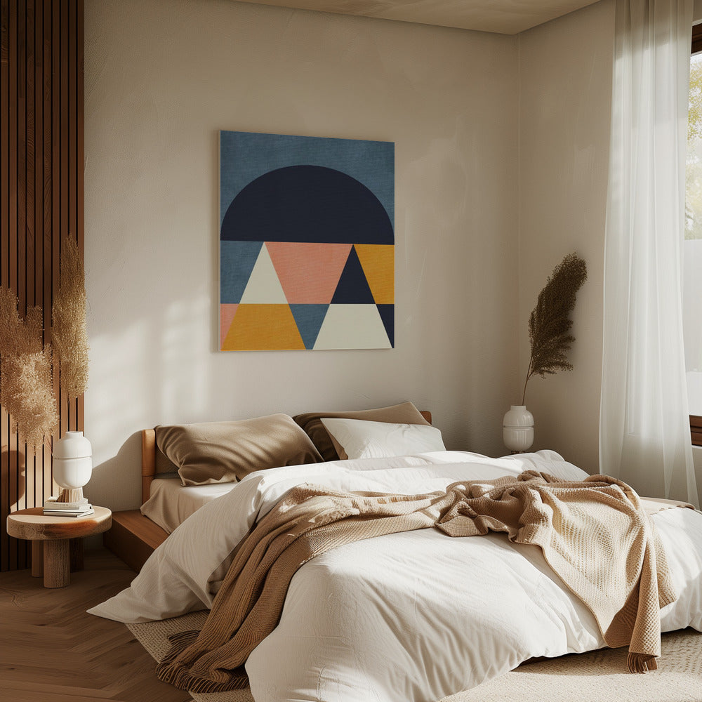 Regenbogen Plus Formen Blau Senf4 | Leinwand