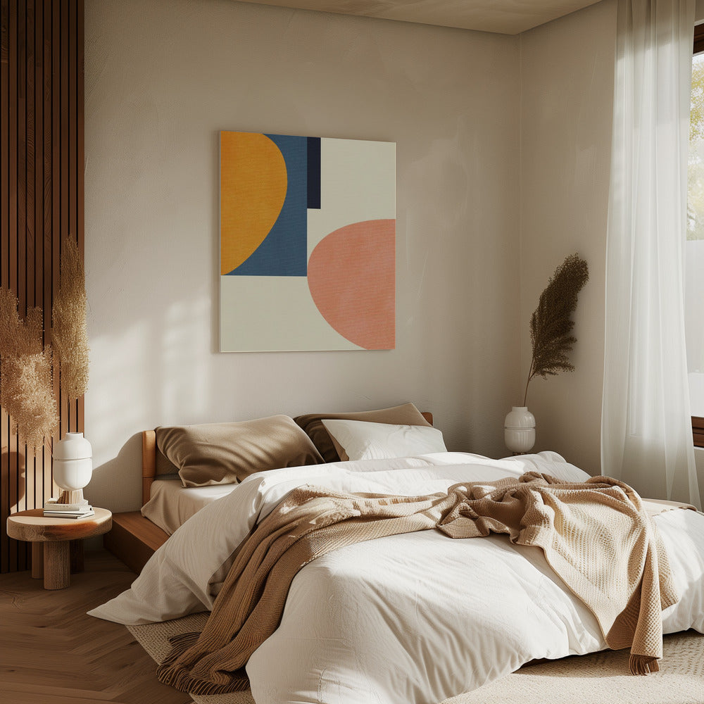 Regenbogen Plus Formen Blau Senf1 | Leinwand