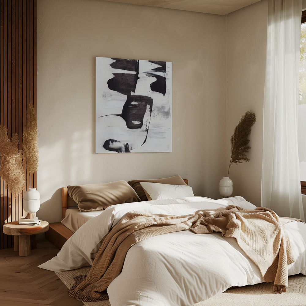Ausdrucksstarke monochrome Pinselstriche | Leinwand