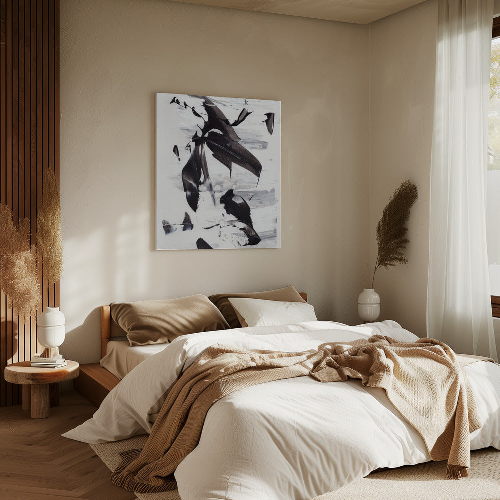 Monochrome dynamische Pinselstriche | Leinwand