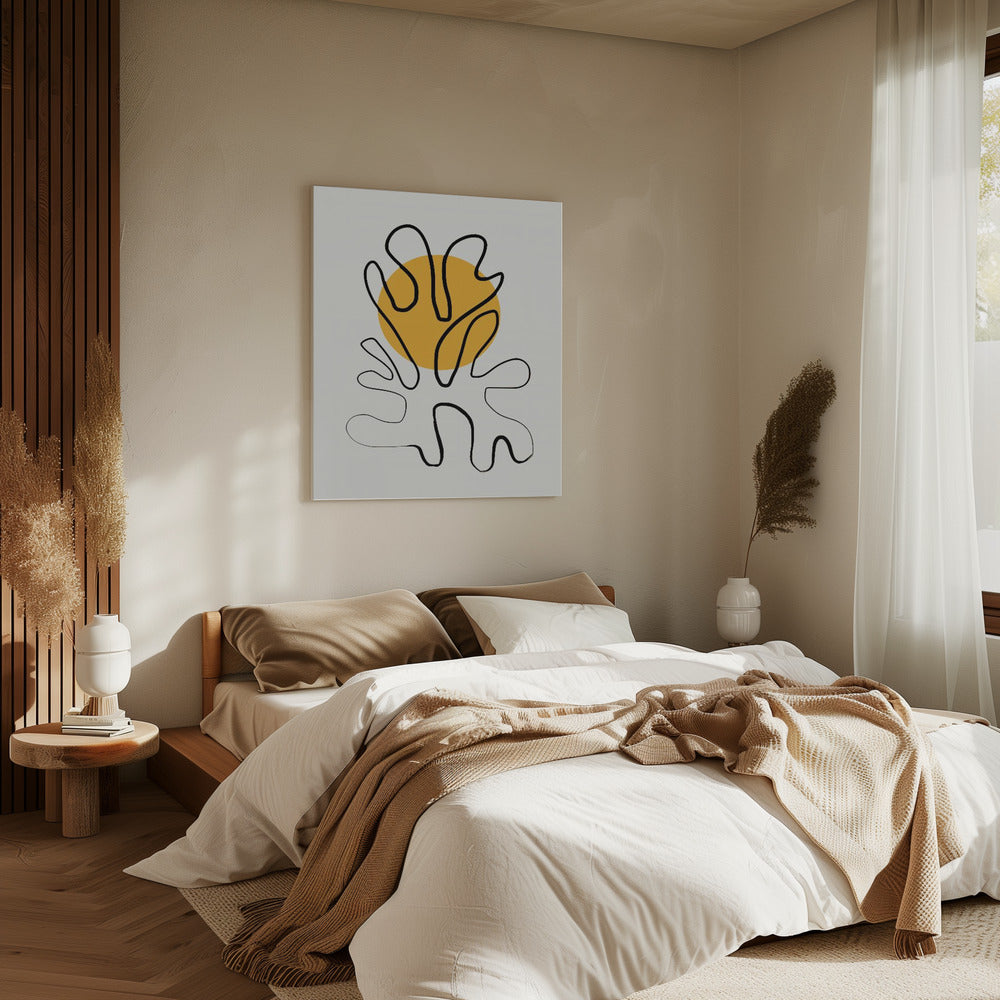 Minimalistische Koralle und Sonne | Leinwand