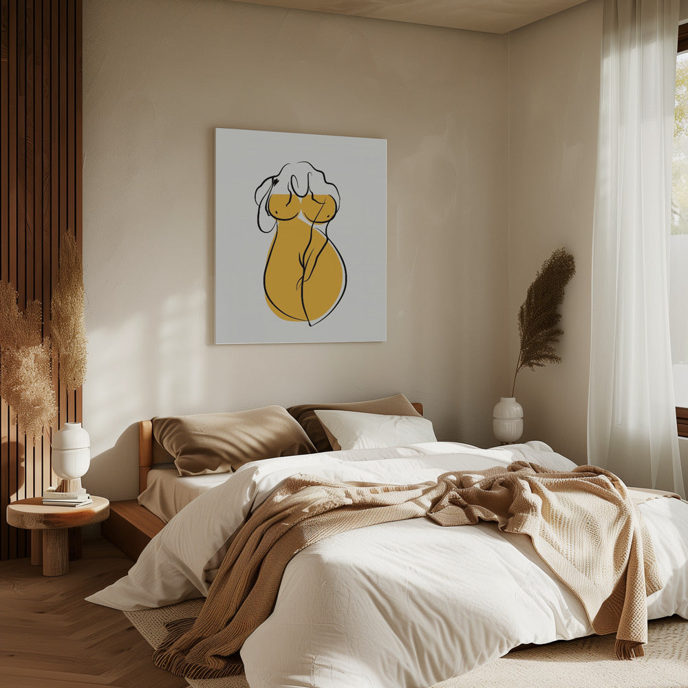 Weibliche Form in leuchtendem Gelb | Leinwand