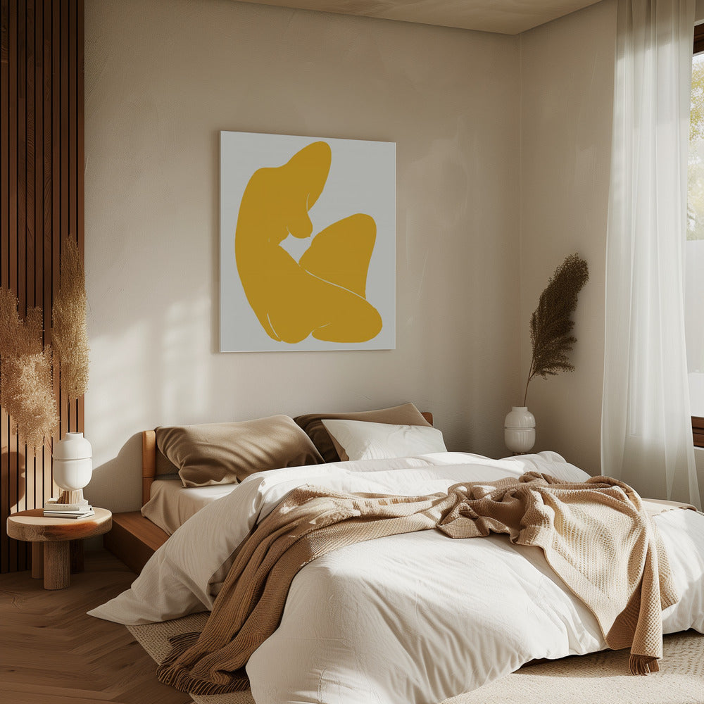 Yellow Silhouette Of A Female Figure | Canvas