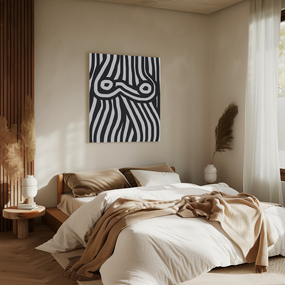 Black and White Striped Nude | Canvas