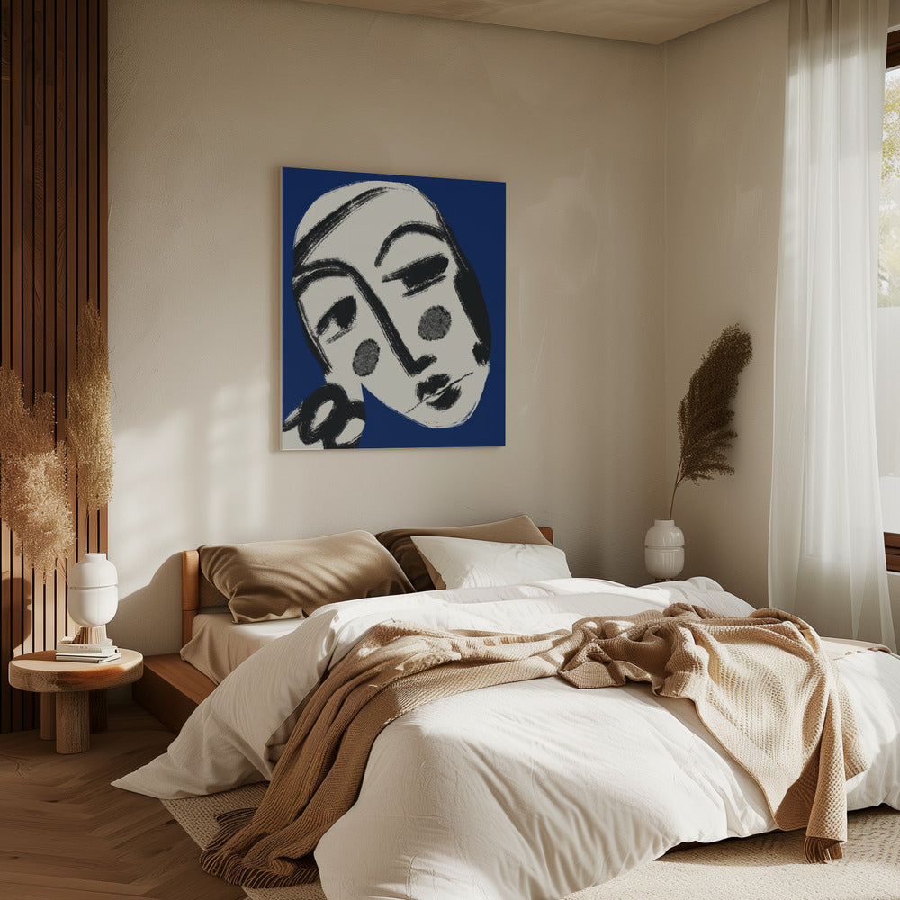 Ruhendes Portrait in Blau | Leinwand