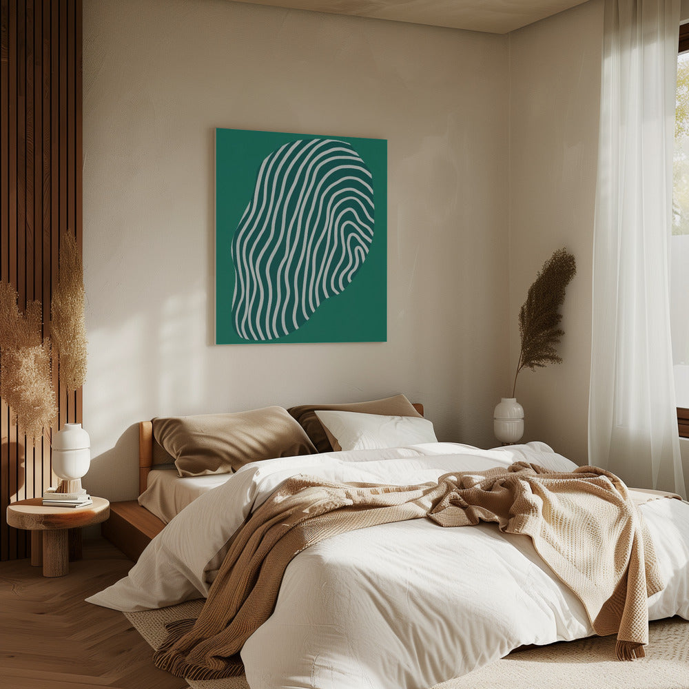 Linienkunst im Weltraum-Grün | Leinwand