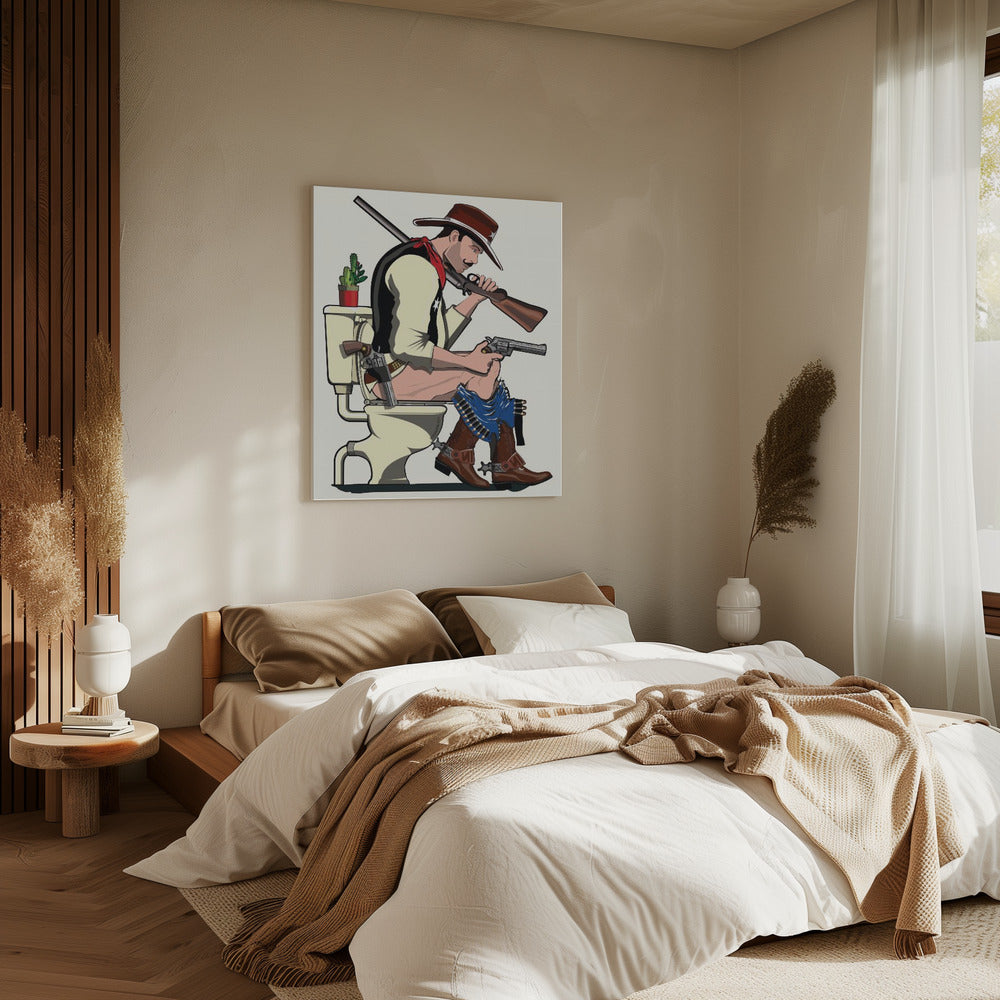 Cowboy On the Toilet | Canvas