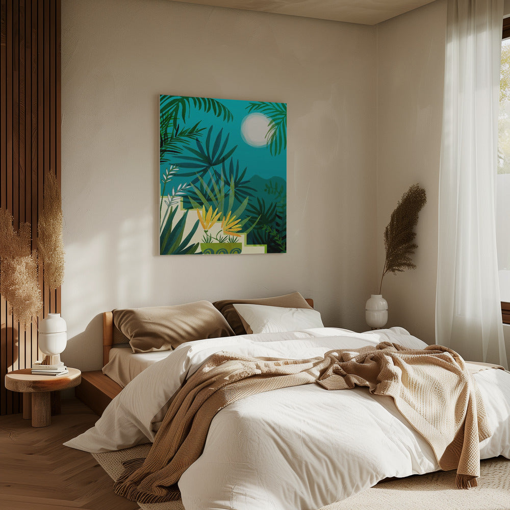 Regenwald mit Mondlicht | Leinwand