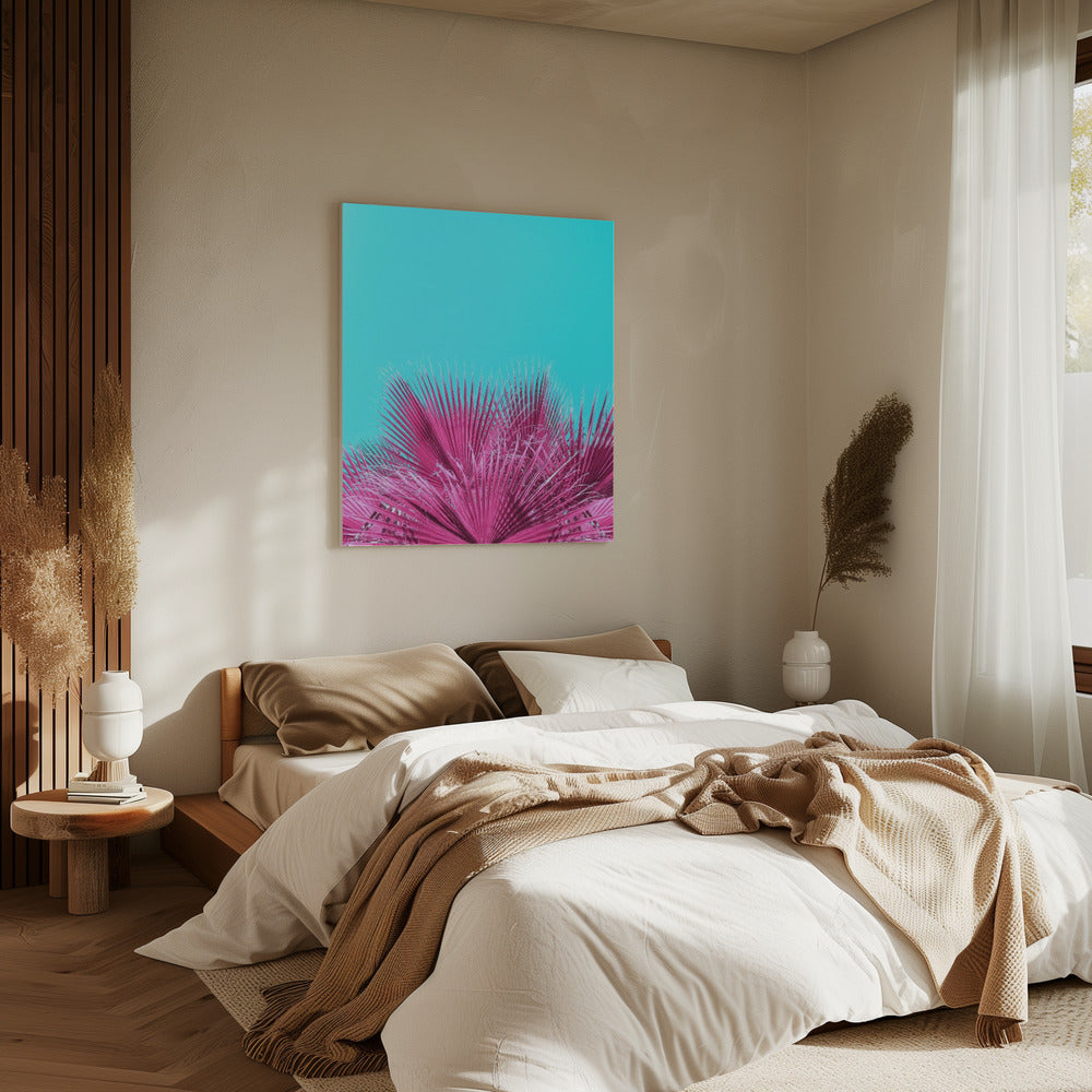 Elektrische rosa Palmwedel | Leinwand