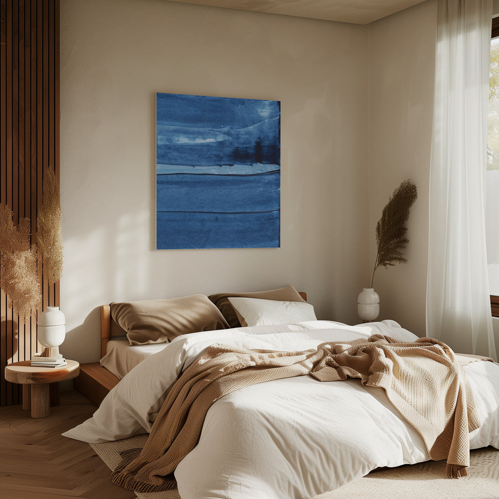 Blue Texture Flowing Vertical Lines | Canvas