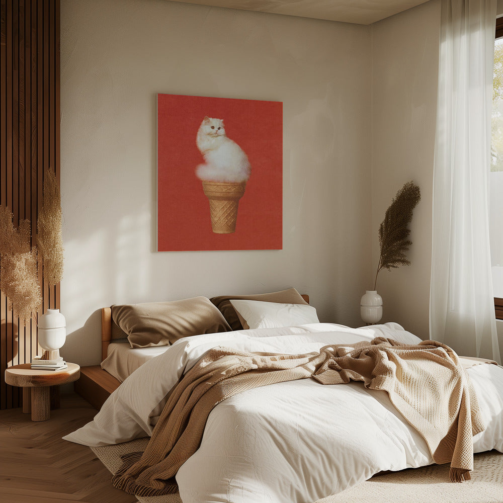 Cat Ice Cream Red | Canvas