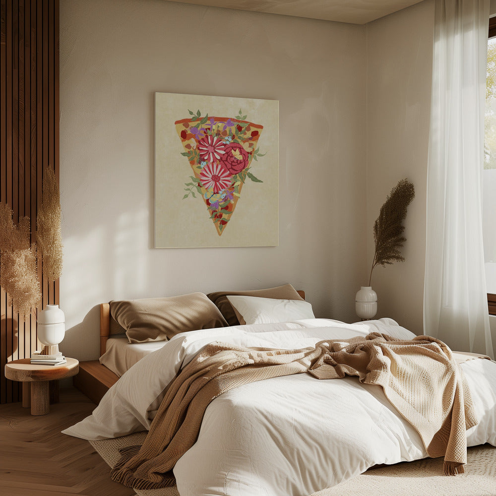 Stück Blumenpizza | Leinwand