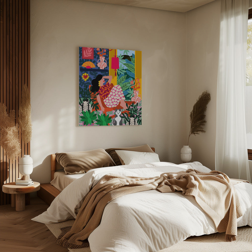 Flower Power Frau | Leinwand