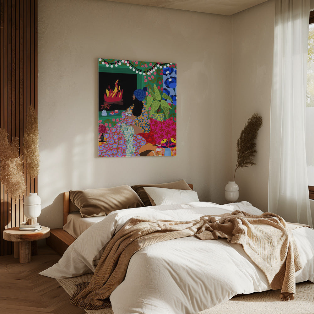 Relaxing In Front of My Fireplace | Canvas