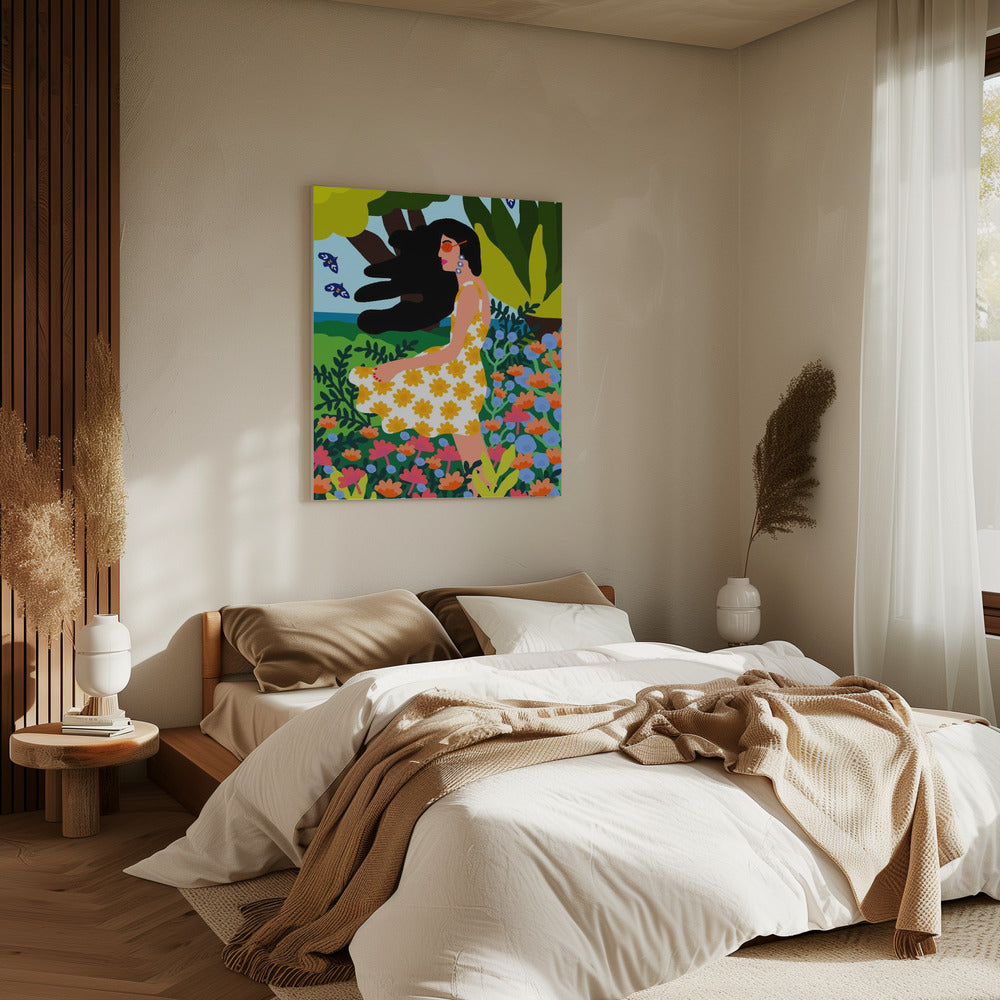 Florales Sommermädchen | Leinwand