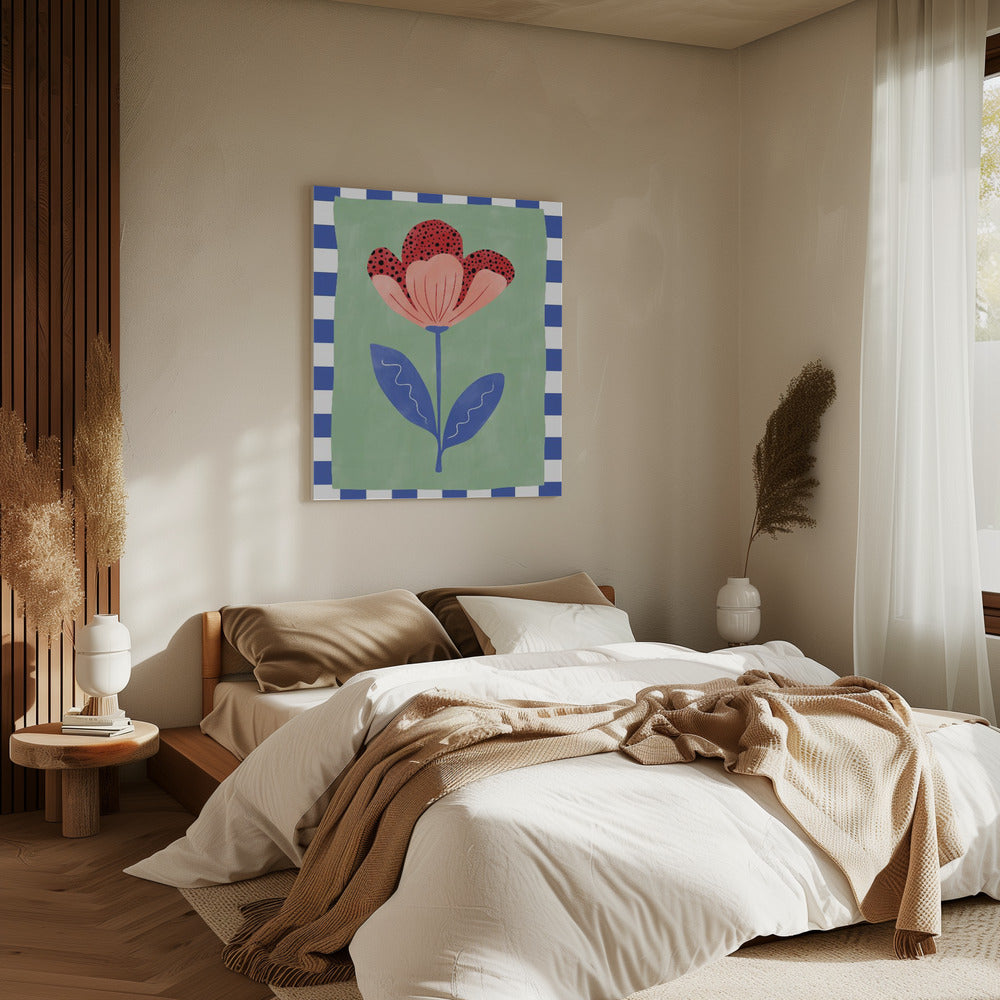 Stylized Flower With Red Petals And Black Dots | Canvas